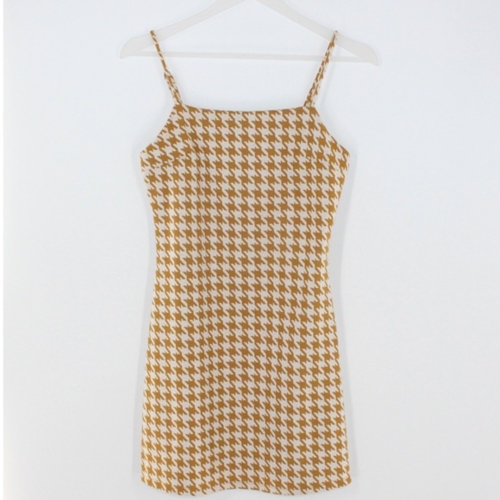 Altar'd State Houndstooth Mini Dress Mustard Yellow Size S E0196L133JD